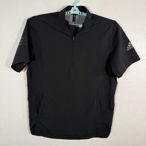 Adidas Provisional Rain Jacket Mens Large Black 1/2 Zip Golf Pullover Golfer